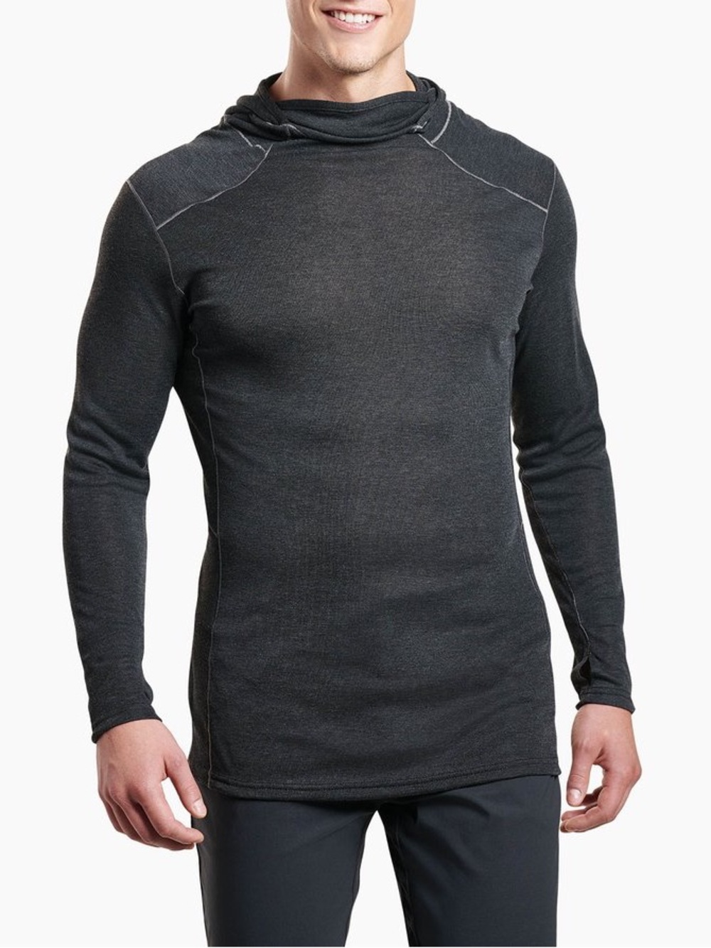 Kuhl Akkomplice Hoody Baselayer Men’s Medium Gray Neck Gaiter Skiing Snowboard